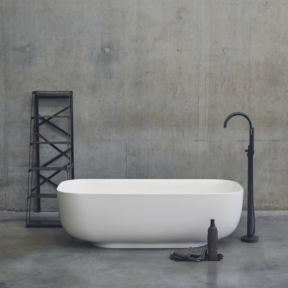 Clearwater Uno Clear Stone 1550mm Freestanding Bath With Tap
